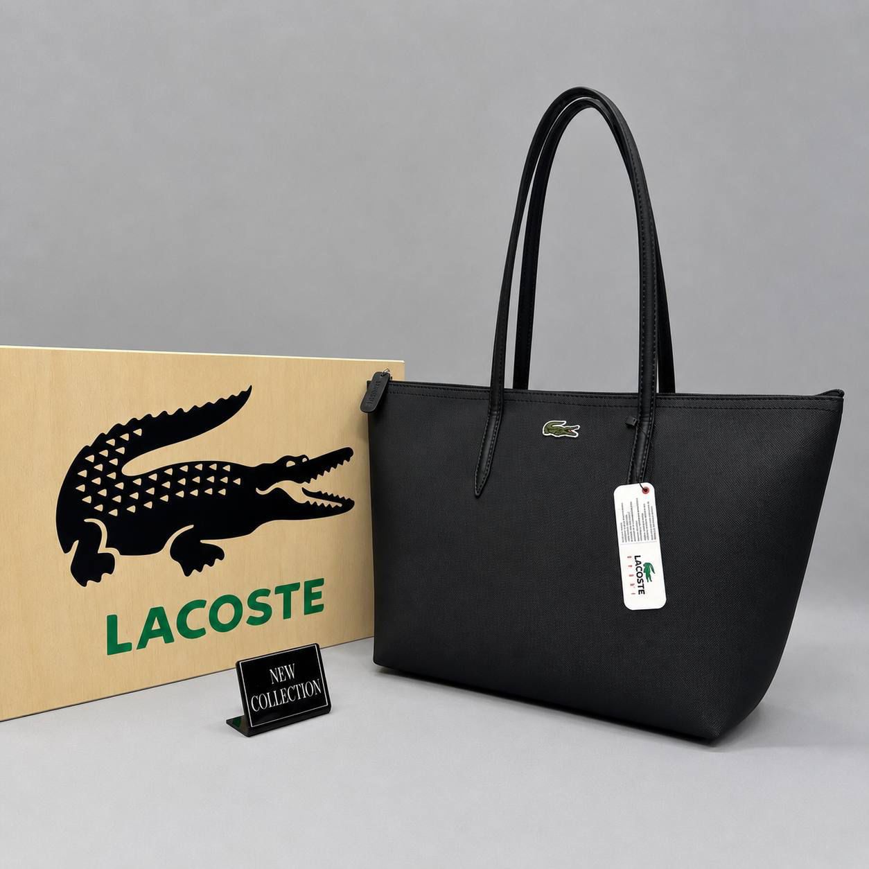 Μπεζ Τσάντα Ώμου Lacoste με Φερμουάρ